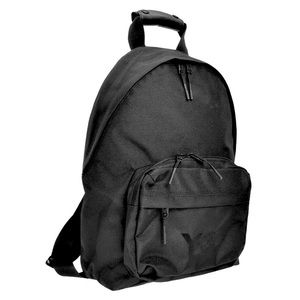 Unisex Y-3 Black Backpack with leather handle.